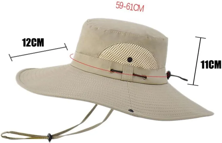 Men Women Mesh Breathable Summer Outdoor Fishing Hat UV Protection Sun Cap Adjustable Wide Brim Bucket Boonie Cap