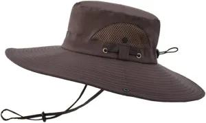 Men Women Mesh Breathable Summer Outdoor Fishing Hat UV Protection Sun Cap Adjustable Wide Brim Bucket Boonie Cap