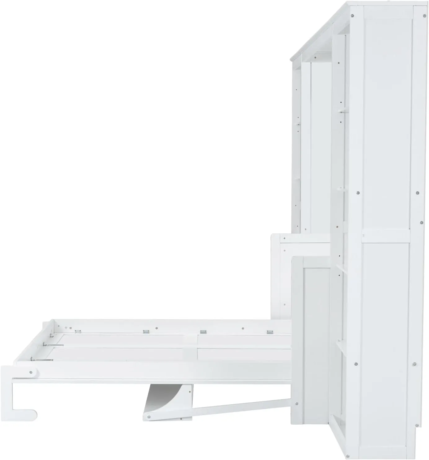 Merax Full Size Murphy Bed with Desk and Bookshelf, White