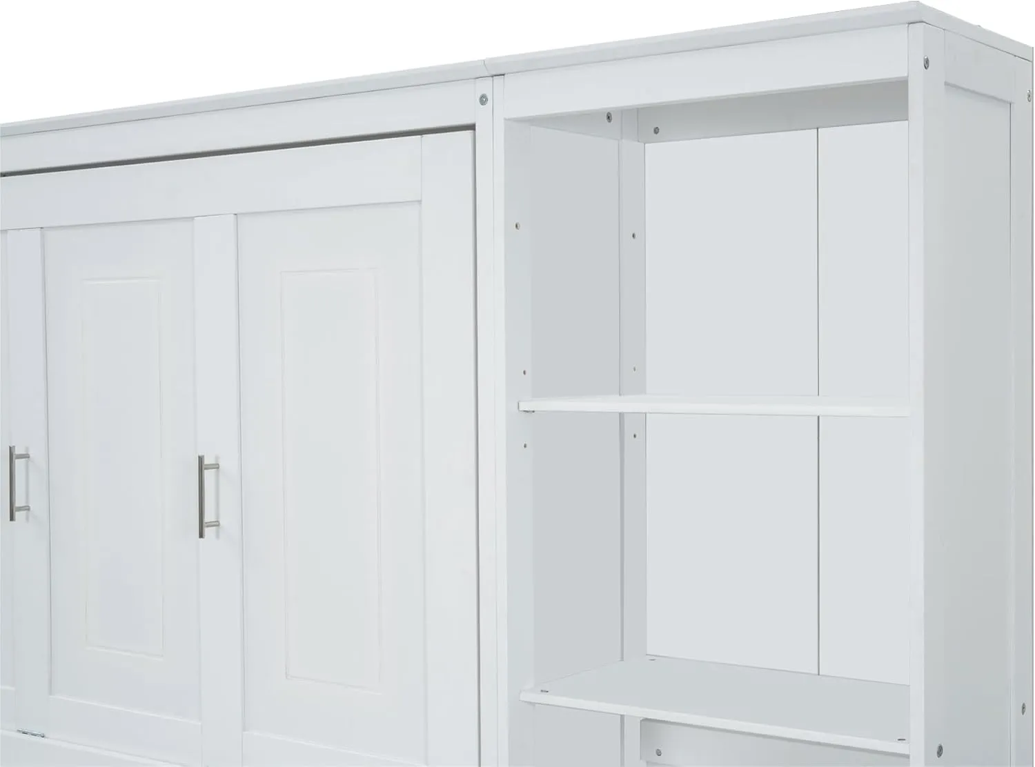 Merax Full Size Murphy Bed with Desk and Bookshelf, White