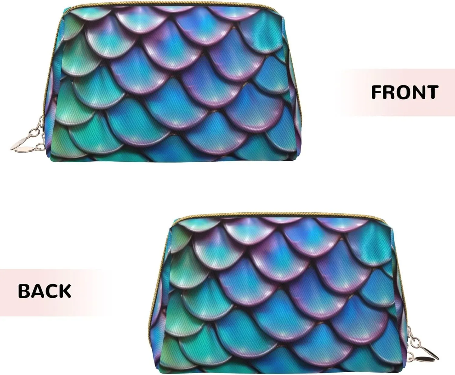Mermaid Teal Fish Scale Toiletry Pouch, Travel-Friendly Makeup Organizer For Makeup Brushes, Lipsticks
