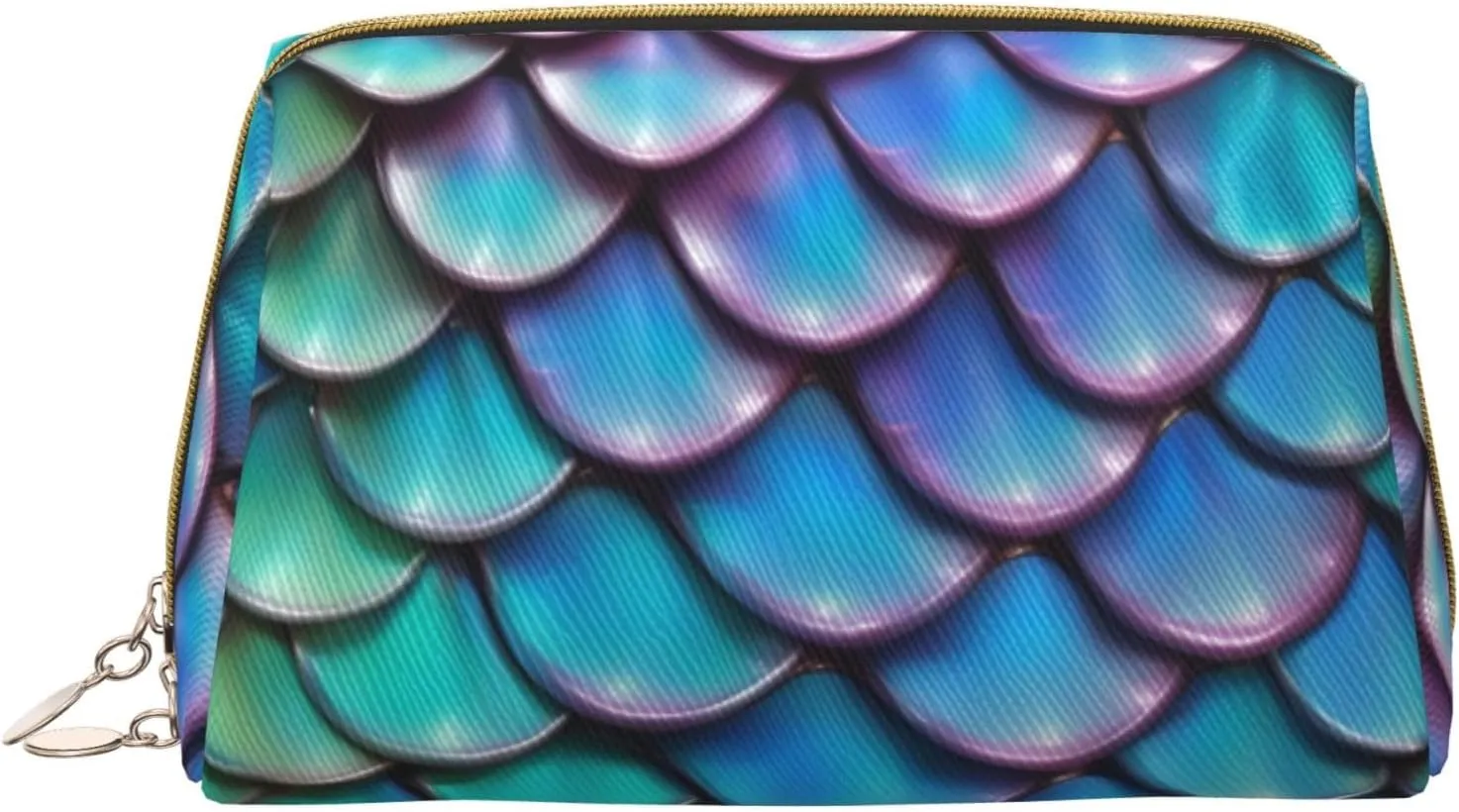 Mermaid Teal Fish Scale Toiletry Pouch, Travel-Friendly Makeup Organizer For Makeup Brushes, Lipsticks