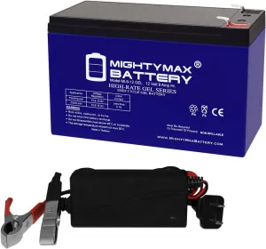 Mighty Max Battery 12V 9AH Gel F2 Replacement Battery Compatible with FoxPro 12v External Power Kit   12V Charger