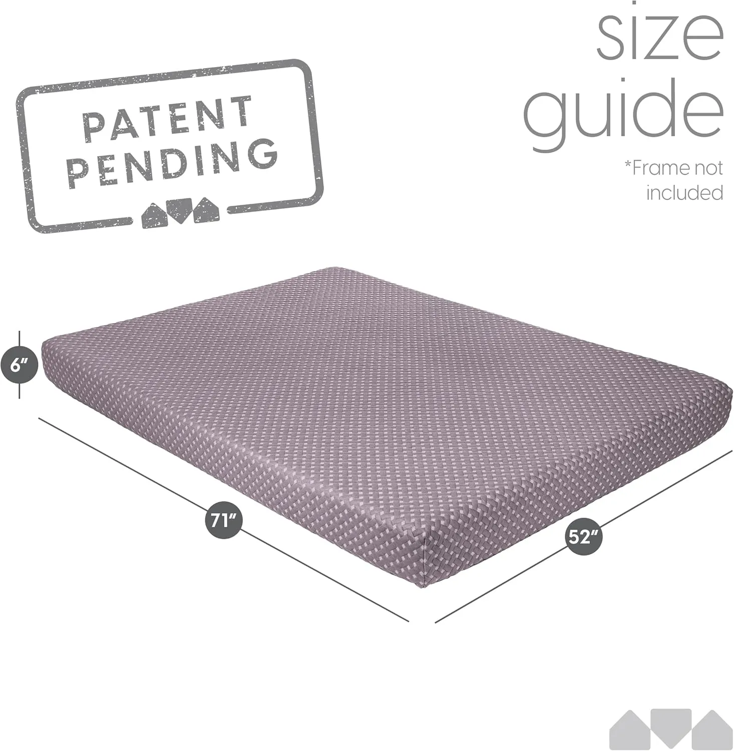Milliard Memory Foam Futon Mattress – Full Size (Frame Not Included) (Grey)