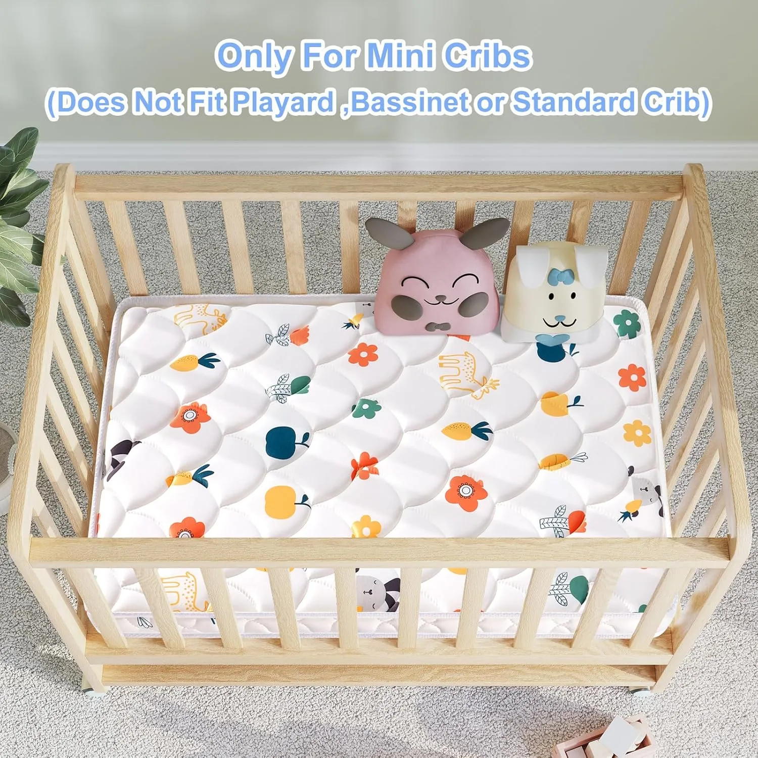 Mini Crib Mattress 38" x 24" x 4"- Firm Support and Comfort Premium Foam,Noiseless and Odorless,Hypoallergenic Mini Crib Mattress,Fits Mini and Portable Cribs,Dual Sided with Soft Breathable Fabric