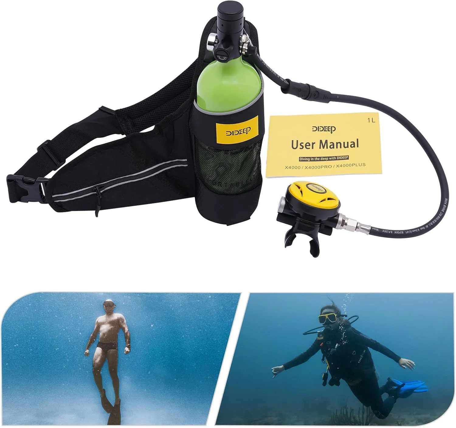 Mini Scuba Set,0.5L Scuba Diving Tank with Pump,4500 PSI Underwater Breathing Diving Tank Kit,Diving Snorkeling Ox-ygen Tank Breath Pump Equipment for Underwater Exploration