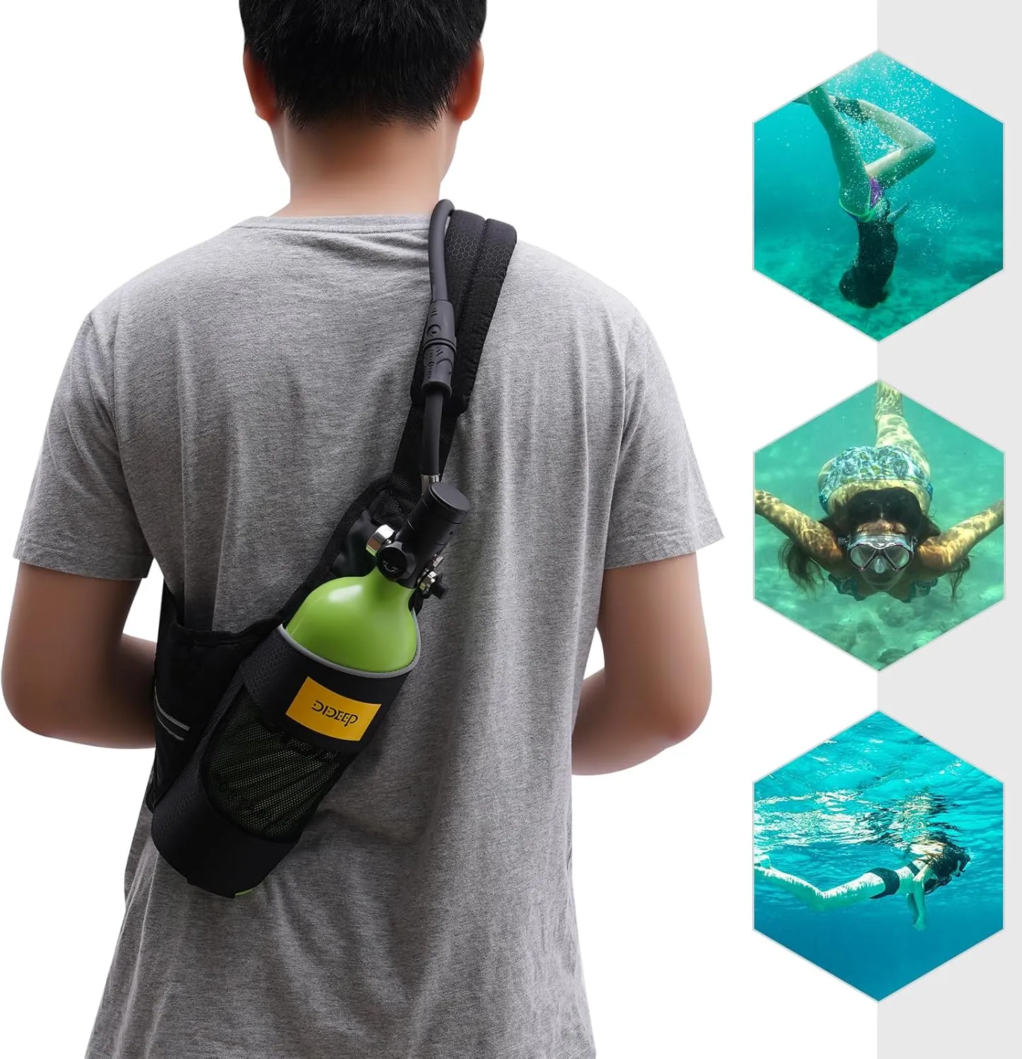Mini Scuba Set,0.5L Scuba Diving Tank with Pump,4500 PSI Underwater Breathing Diving Tank Kit,Diving Snorkeling Ox-ygen Tank Breath Pump Equipment for Underwater Exploration