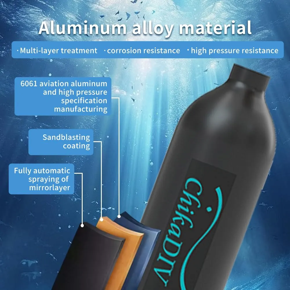Mini Scuba Tank with Full Face Mask, 0.5L Lung Tank Sub Mask Combo - 6-10 Mins Underwater Breathing System, Portable Scuba Gear Kit with Air Pump Adapter for Snorkeling and Shallow Diving