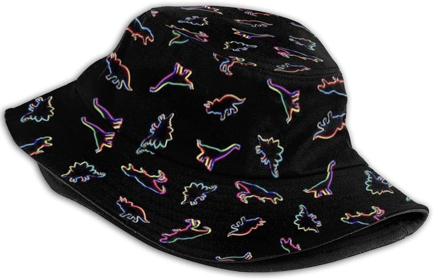 Miniature Dinosaurs Green Print Bucket Hat Cute Animal Fisherman Sun Cap for Women Men Girl Boy