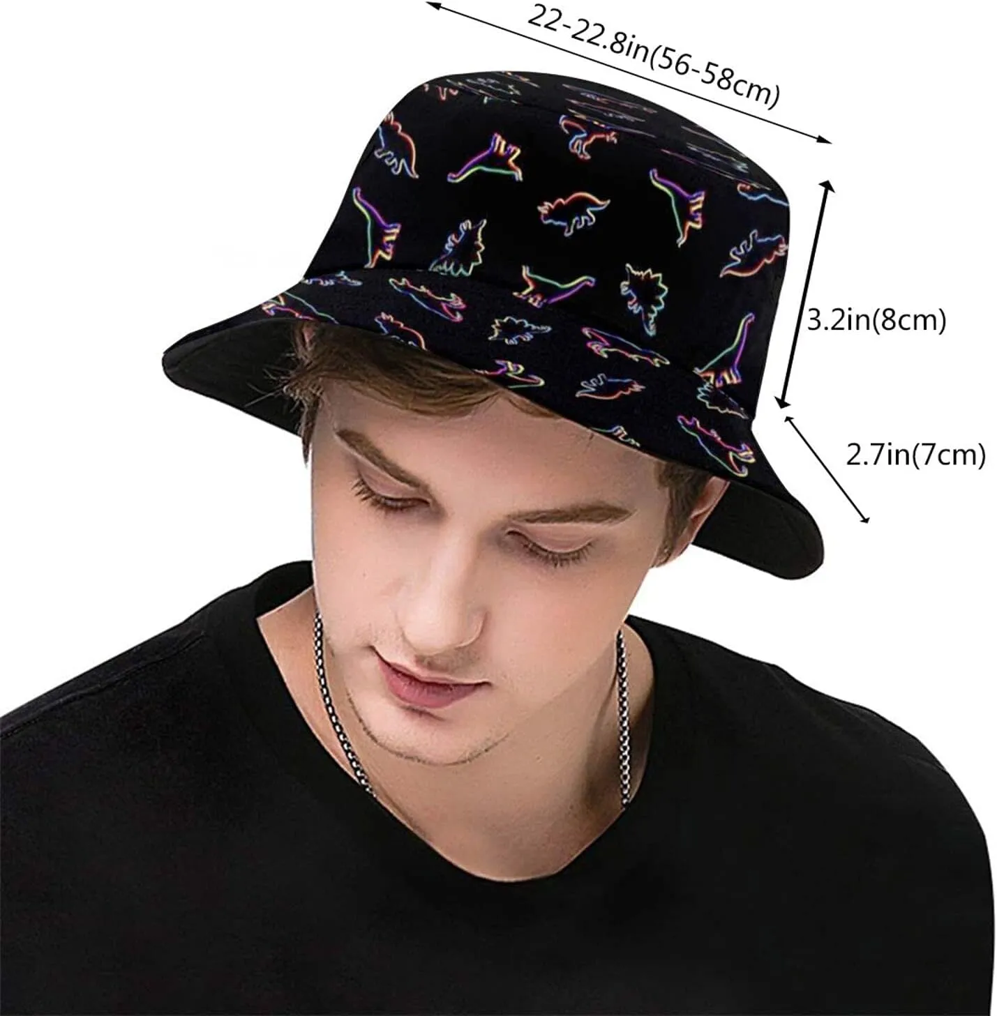 Miniature Dinosaurs Green Print Bucket Hat Cute Animal Fisherman Sun Cap for Women Men Girl Boy