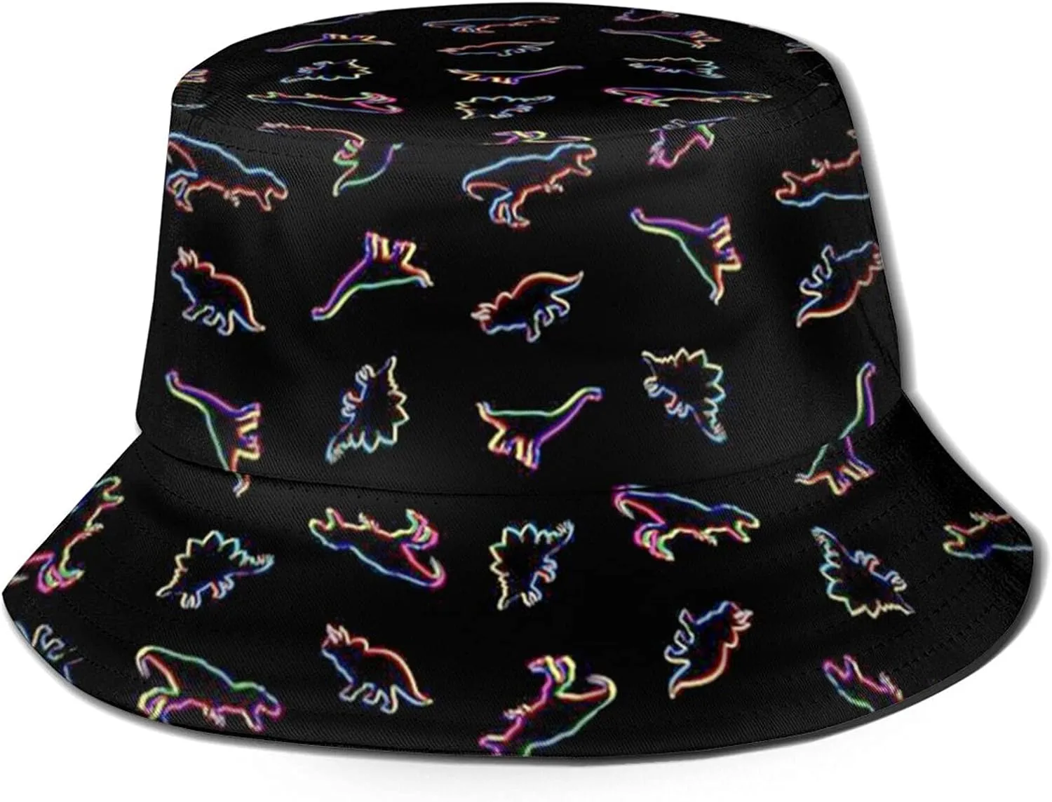 Miniature Dinosaurs Green Print Bucket Hat Cute Animal Fisherman Sun Cap for Women Men Girl Boy