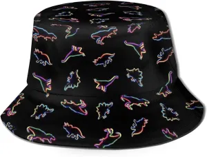 Miniature Dinosaurs Green Print Bucket Hat Cute Animal Fisherman Sun Cap for Women Men Girl Boy