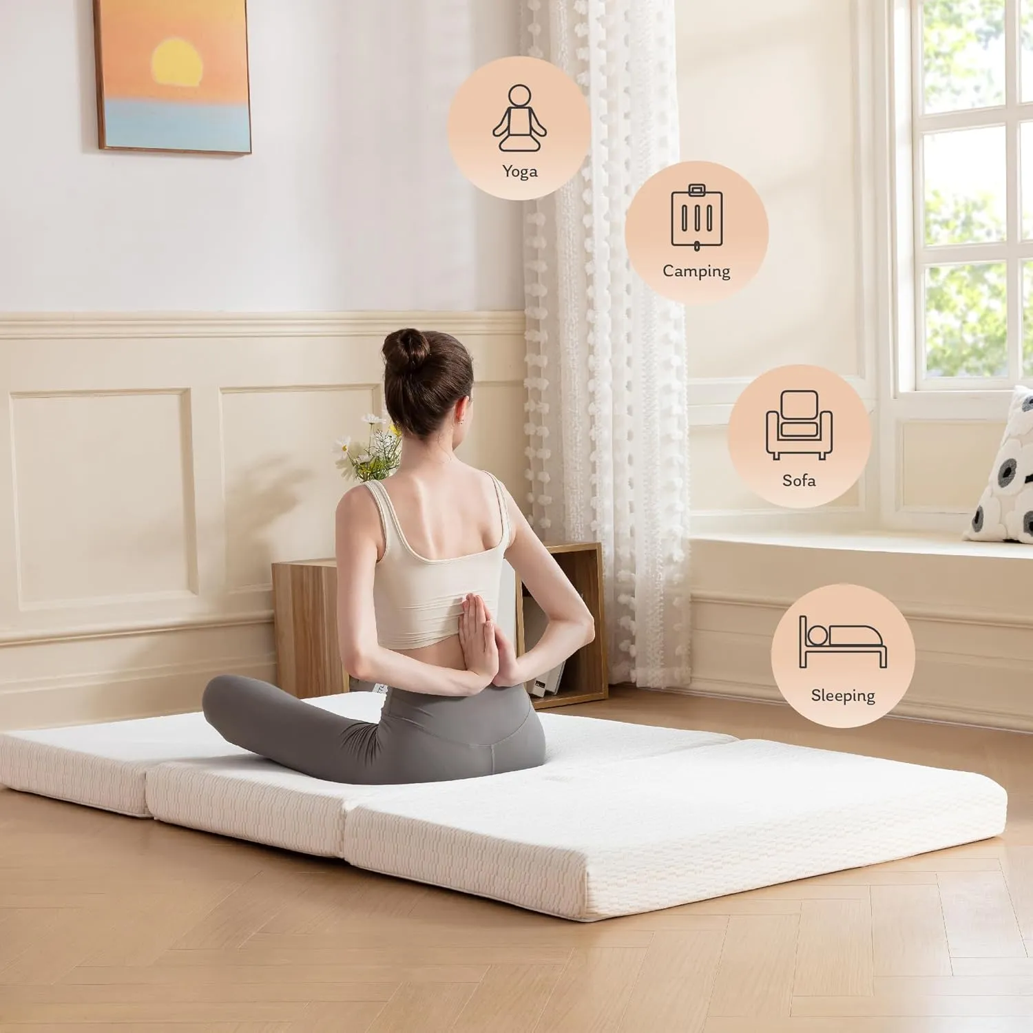 MLILY Folding Mattress, 4 inch Single Tri-fold Memory Foam Mattress, Foldable Mattress with Storage Bag and Washable Cover, Travel and Guest Mat, 75"×25", White