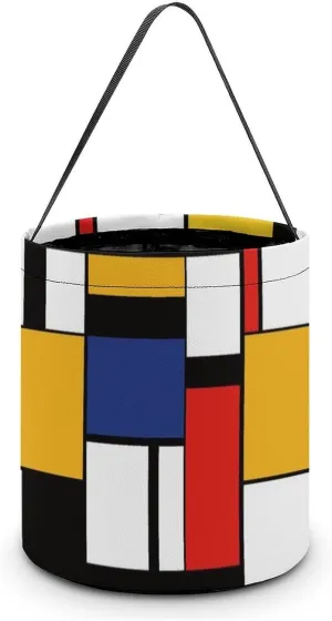 Mondrian Style Funny Easter Egg Bags Trick-o-r-Treat Tote Bag Reusable Bucket Storage Basket Handbag Party Novelty