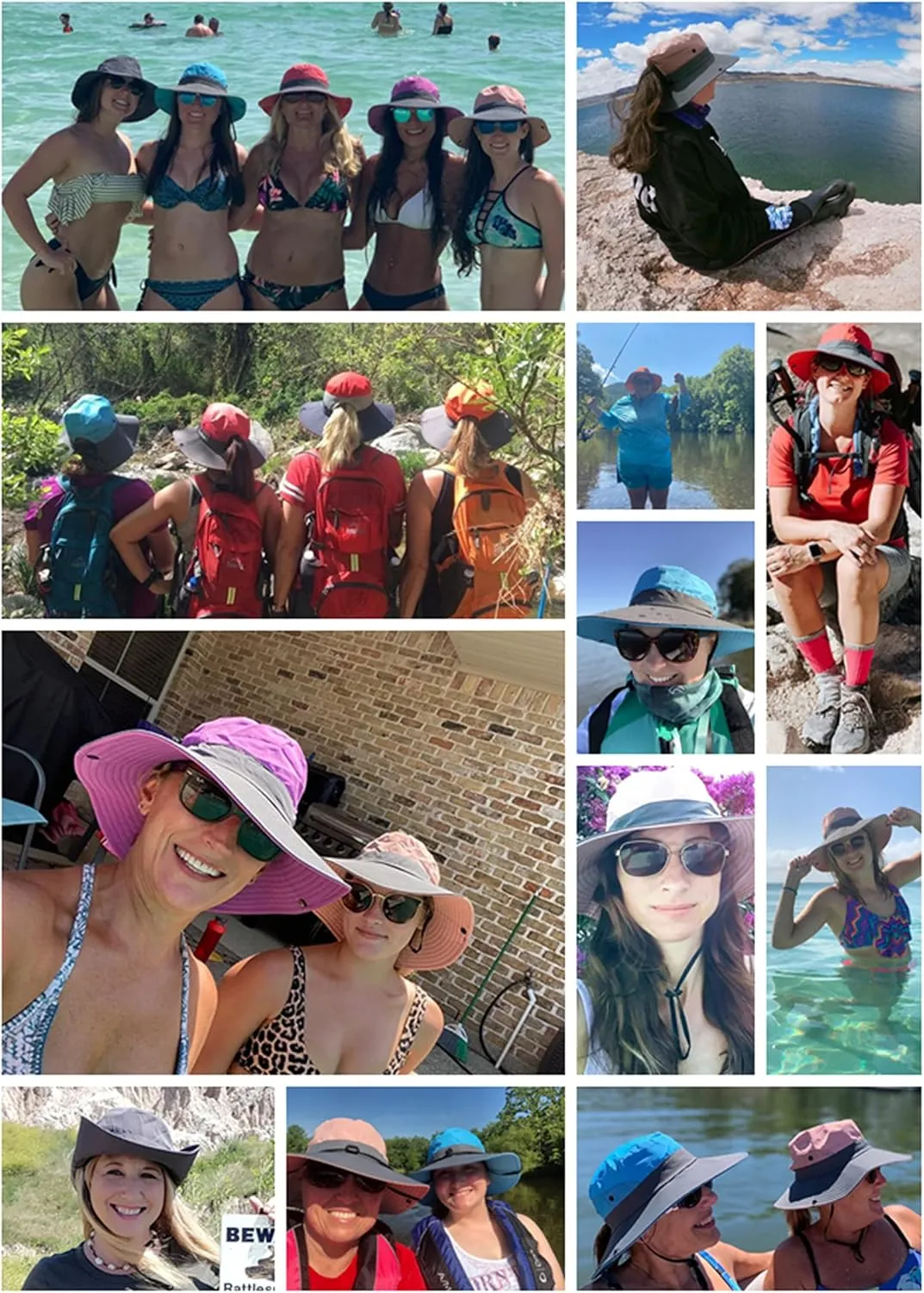 Muryobao 2 Pack Women Ponytail Summer Sun Hat UV Protection Wide Brim Foldable Safari Fishing Cap