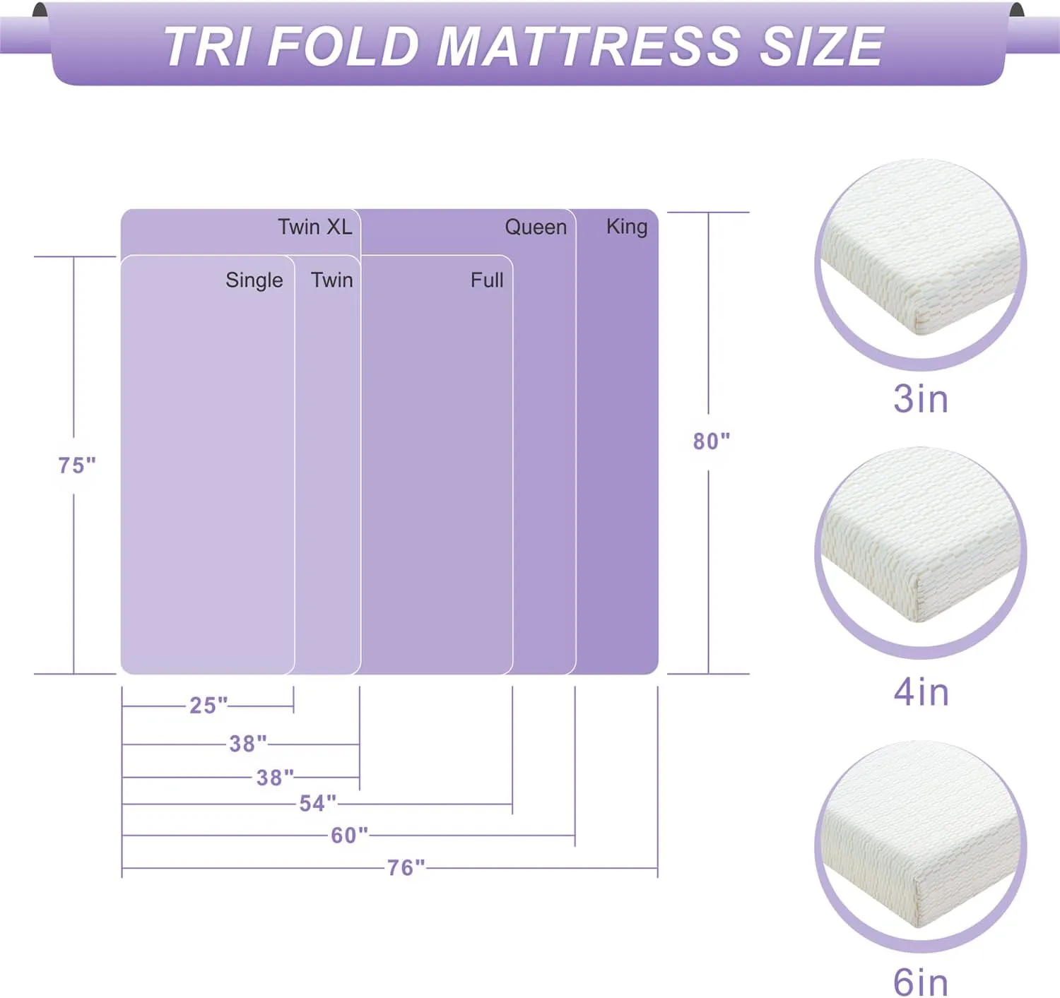 MUUEGM Folding Memory Foam Mattress 4 Inch Tri Fold Mattress Topper Queen Size Foldable Mattress with Washable Cover,Travel and Guest Mat Mattress with Storage Bag for Yoga Camping RV,Non-Slip Bottom
