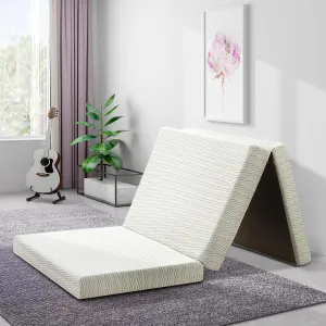 MUUEGM Folding Memory Foam Mattress 4 Inch Tri Fold Mattress Topper Queen Size Foldable Mattress with Washable Cover,Travel and Guest Mat Mattress with Storage Bag for Yoga Camping RV,Non-Slip Bottom