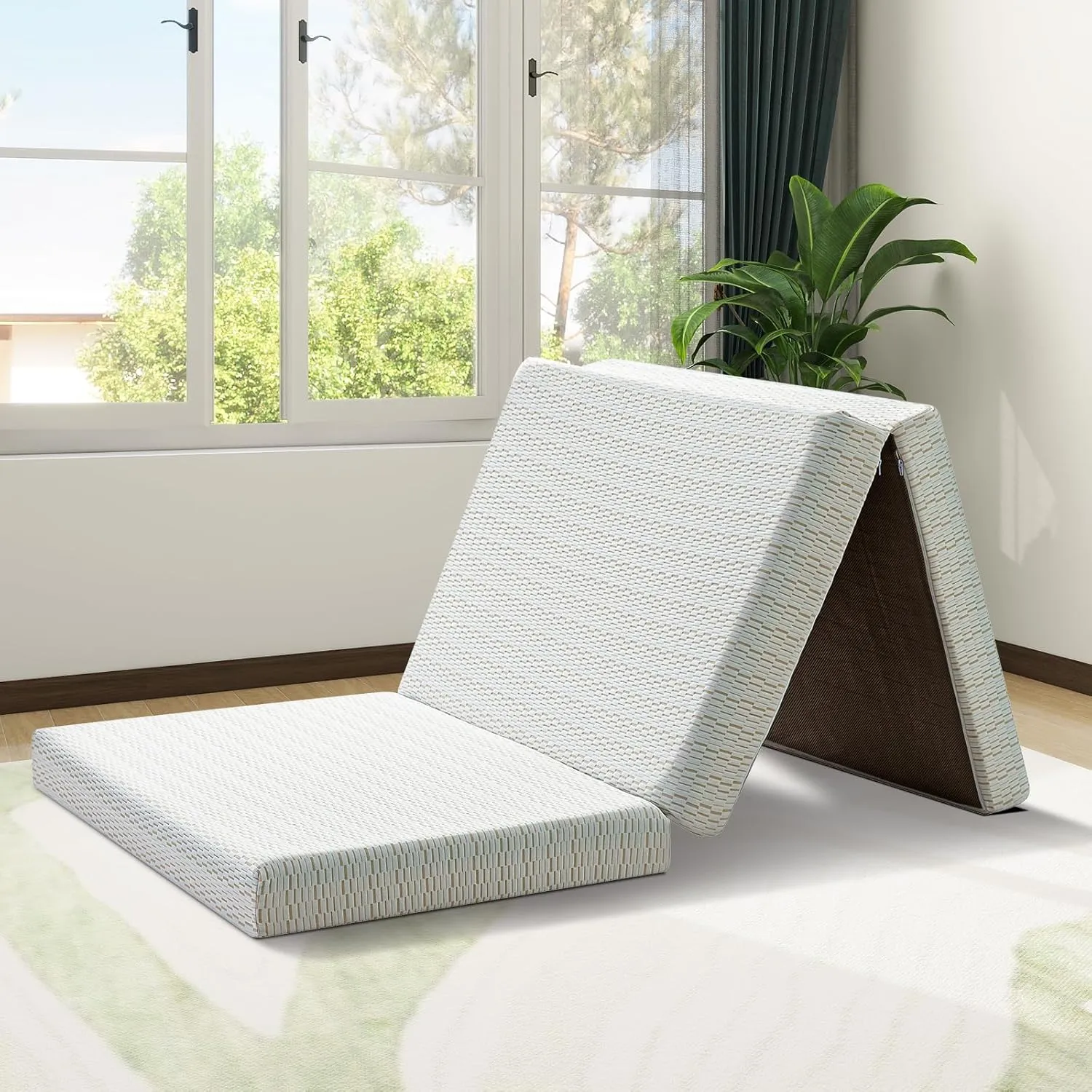 MUUEGM Tri Folding Mattress 3 Inch Twin XL Tri Fold Memory Foam Mattress Foldable Bed Mattress with Washable Cover Portable Mattress Topper for Yoga/Camping/RV/Guest Beds,CertiPUR-US Certified