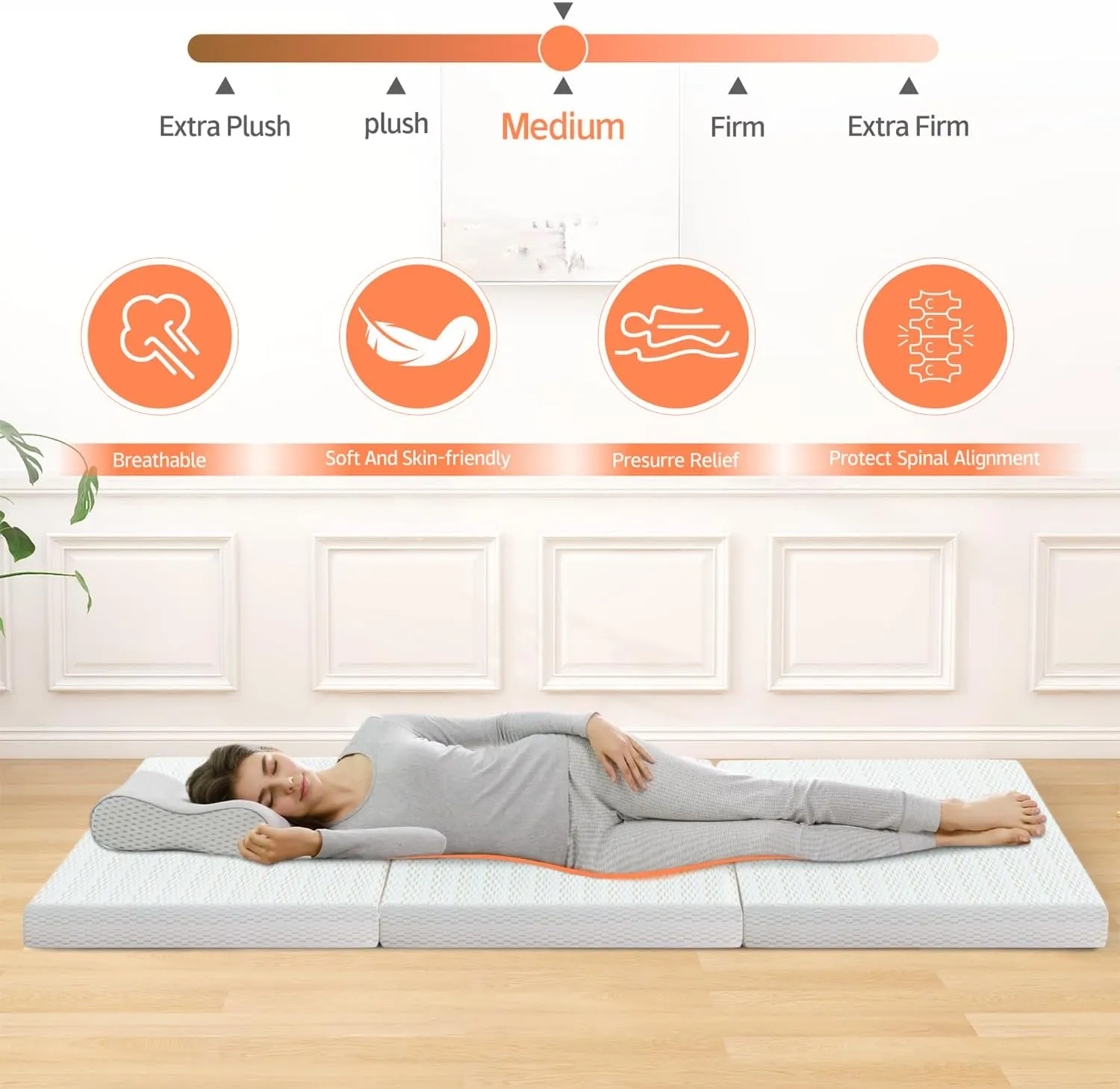 MUUEGM Tri Folding Mattress 3 Inch Twin XL Tri Fold Memory Foam Mattress Foldable Bed Mattress with Washable Cover Portable Mattress Topper for Yoga/Camping/RV/Guest Beds,CertiPUR-US Certified