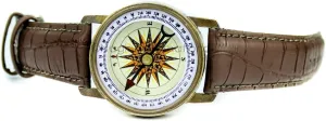 Nagina International Steampunk Nautical Antique Brass Wrist Compass Authentic Heavy Duty Leather Strap Wrist Band |
