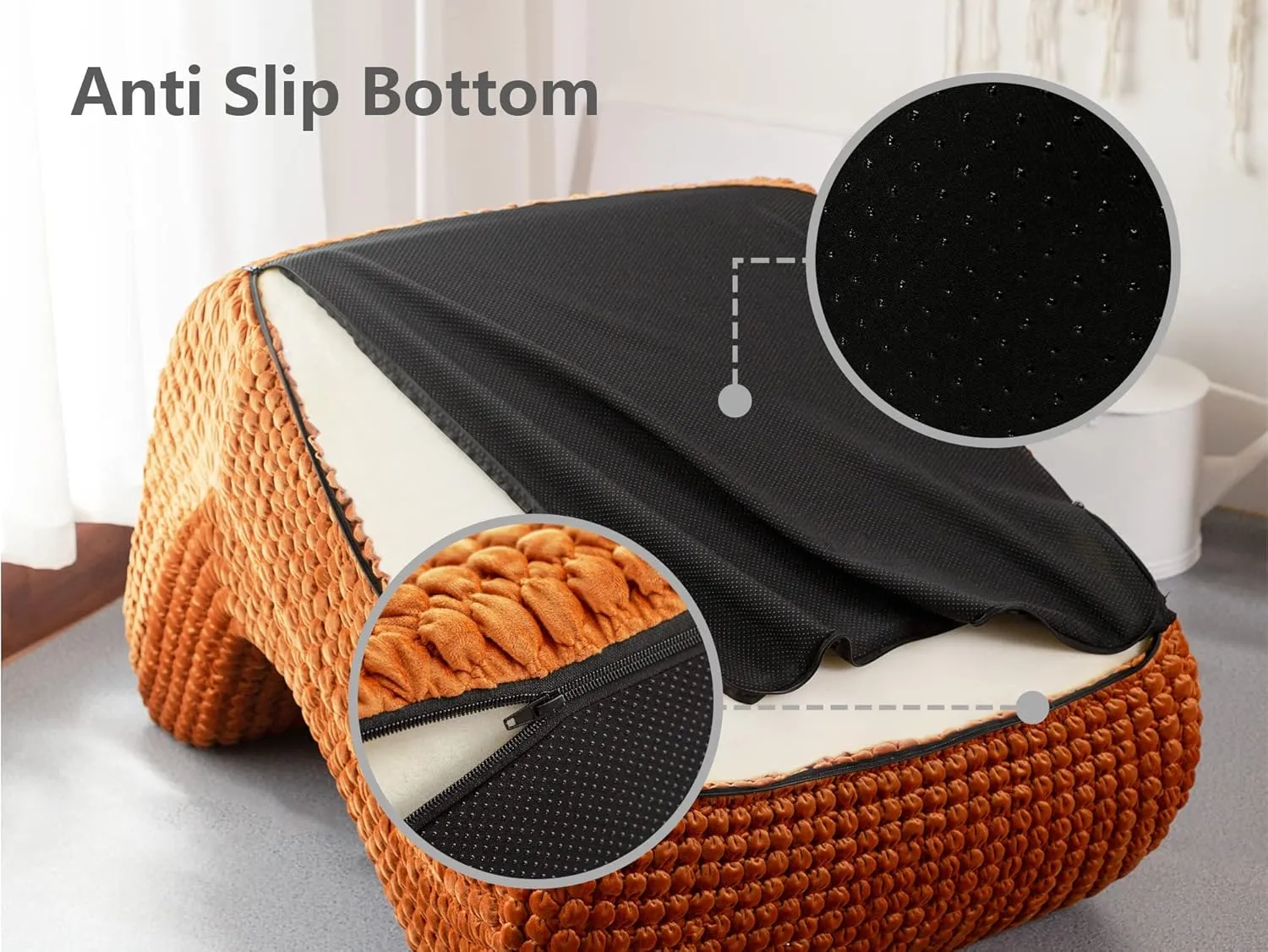 N&V Single Seated Foam Sofa, Armless Floor Sofa, One Piece High Density Foam, Removable and Machine Washable Cover, Espresso