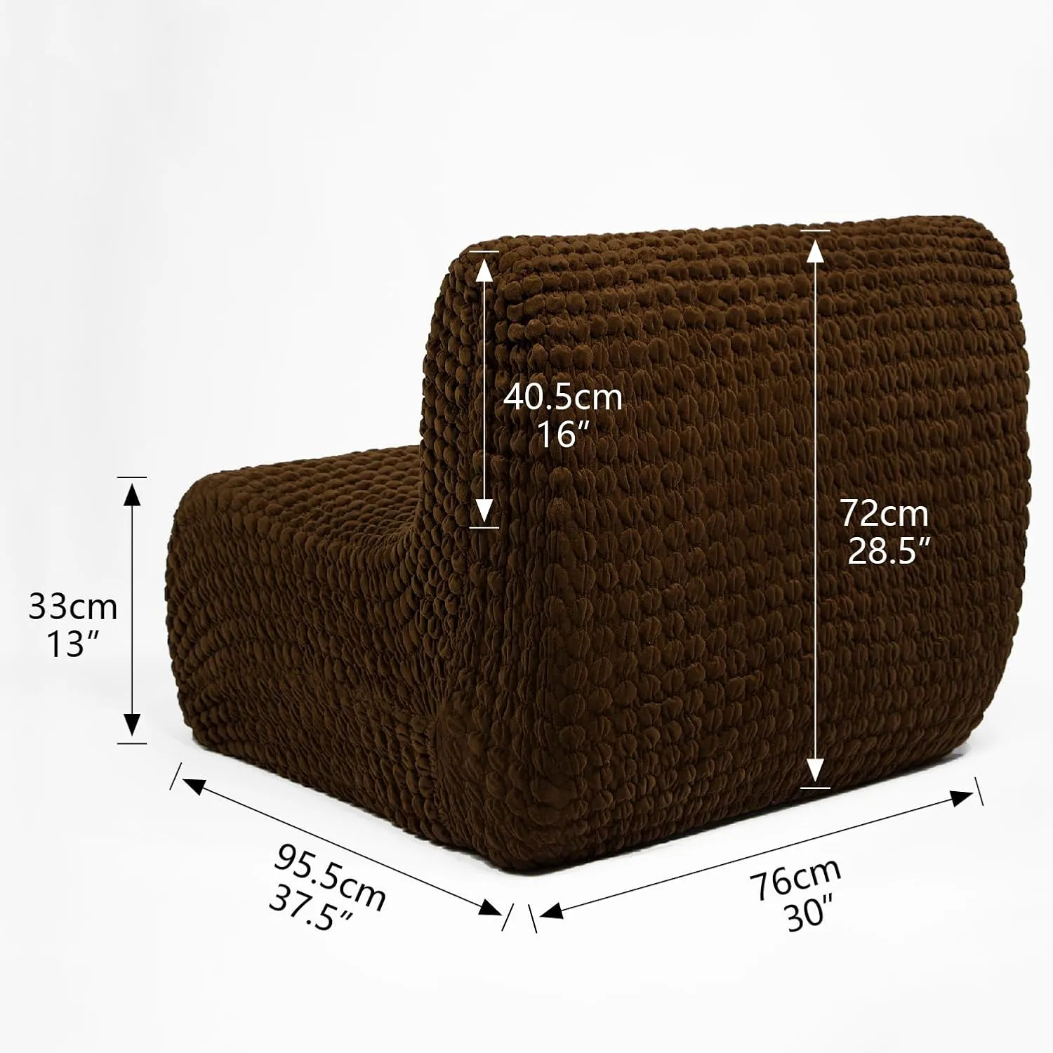 N&V Single Seated Foam Sofa, Armless Floor Sofa, One Piece High Density Foam, Removable and Machine Washable Cover, Espresso
