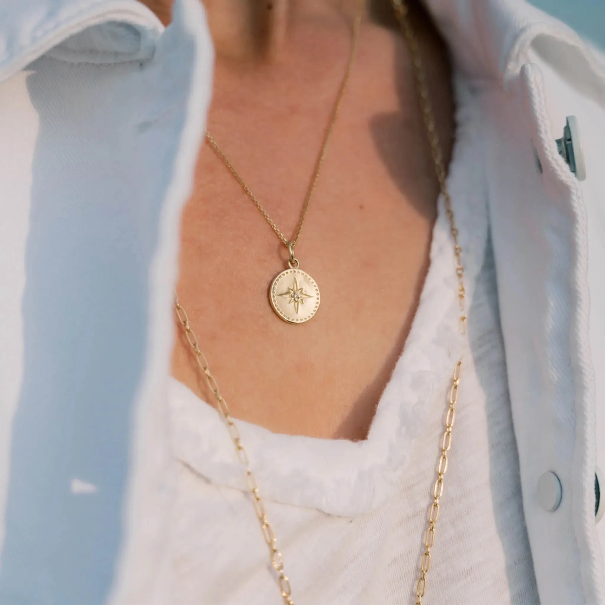 Nantucket Compass Charm in Gold