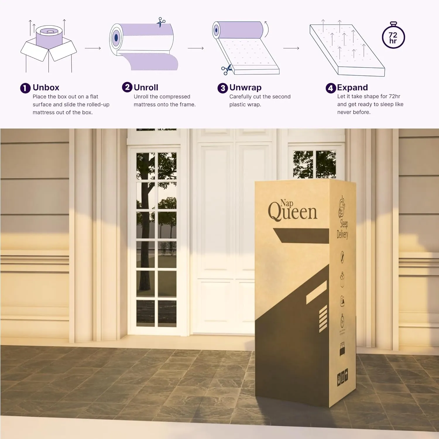 NapQueen 8 Inch Innerspring Twin Size Medium Firm Memory Foam Mattress, Bed in a Box, White