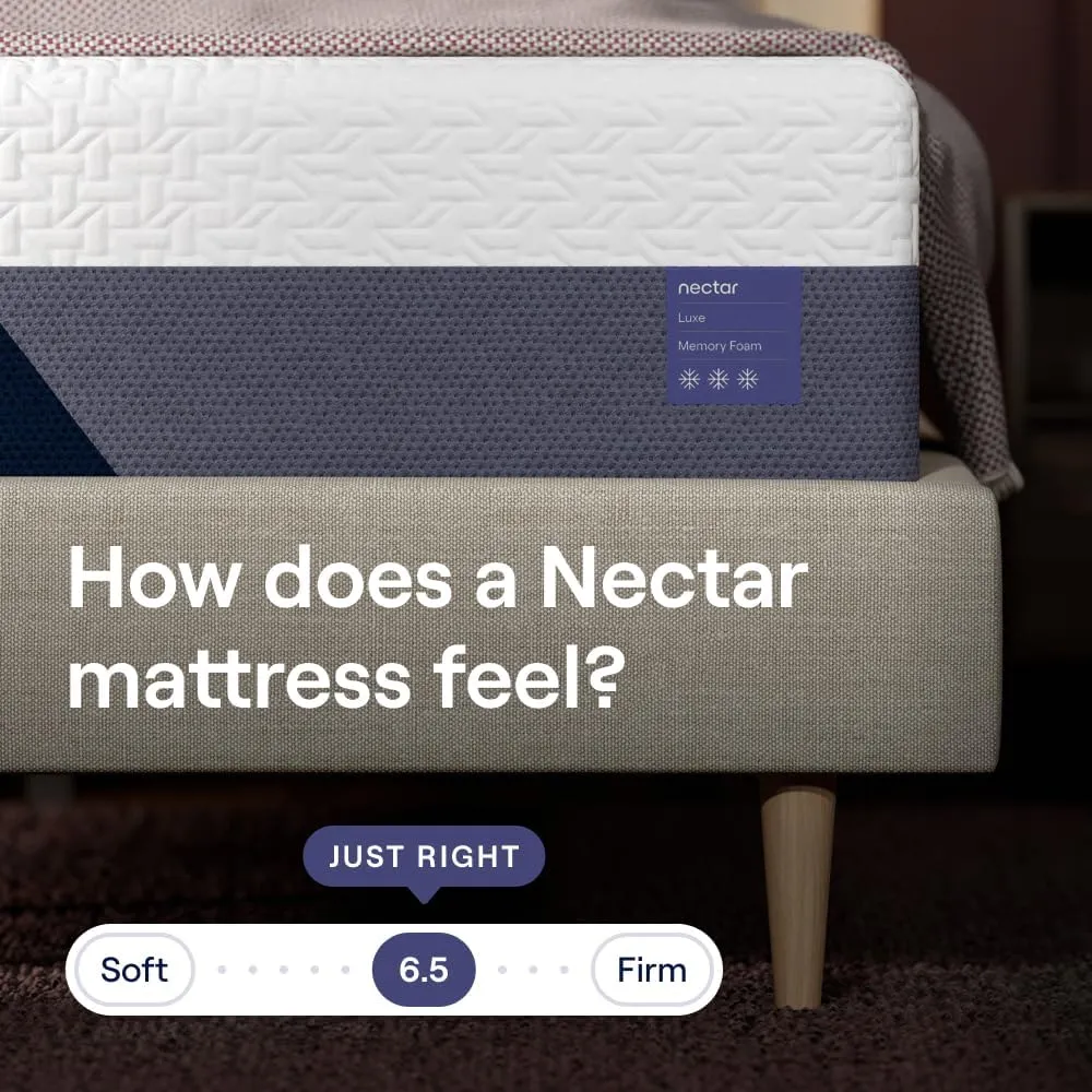 Nectar Luxe 14” Full Mattress - Medium Firm - Contouring Memory Foam - Cooling Upgrade - 3” Pressure Relief Layer - Responsive Support - Mattress in a Box - 365-Night Trial & Forever Warranty