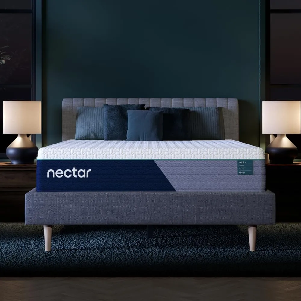 Nectar Premier Hybrid 13” Queen Mattress - Medium Firm - Memory Foam & Innerspring Coils - Cooling Upgrade - 2” Pressure Relief Layer - Mattress in a Box - 365-Night Trial & Forever Warranty