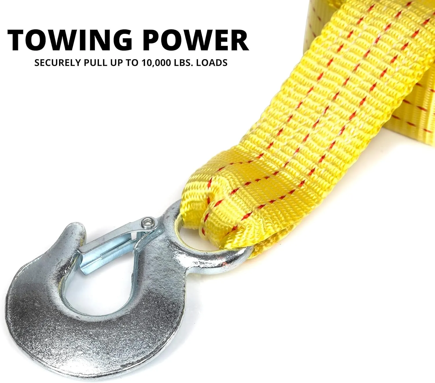 NEIKO 51005A Heavy-Duty Tow Strap with Hooks, 2 Inches by 20 Feet, Woven Polyester Webbing, and 10,000-Pound Capacity, HD Truck Recovery Strap and ATV Tow Strap, Tow Rope for Vehicles