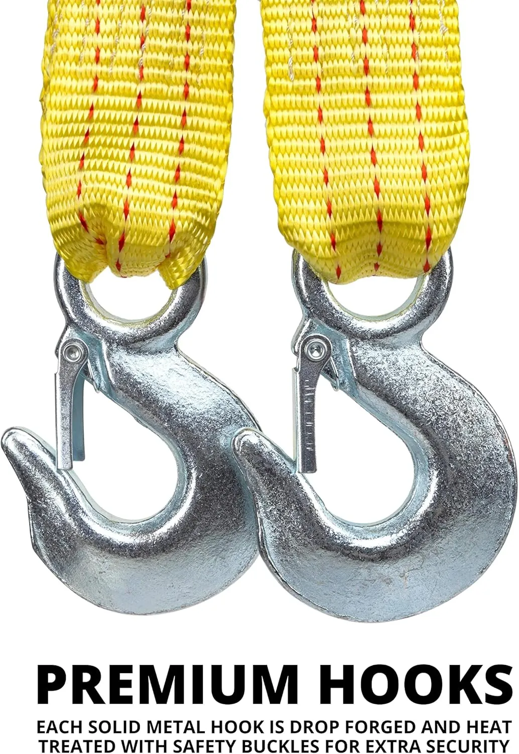 NEIKO 51005A Heavy-Duty Tow Strap with Hooks, 2 Inches by 20 Feet, Woven Polyester Webbing, and 10,000-Pound Capacity, HD Truck Recovery Strap and ATV Tow Strap, Tow Rope for Vehicles