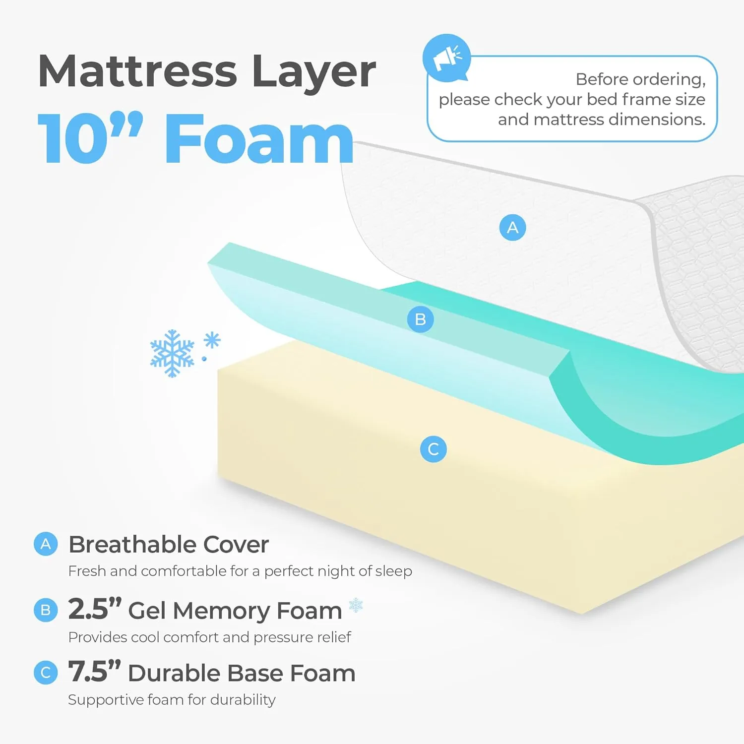 Neo Sleep 10 Inch Twin Cooling Gel Memory Foam Medium Firm Mattress Cool Sleep Pressure Relief CertiPUR-US Certified Foam, Mattress-in-a-Box Kids and Adults No Fiberglass (Twin, 10 in)