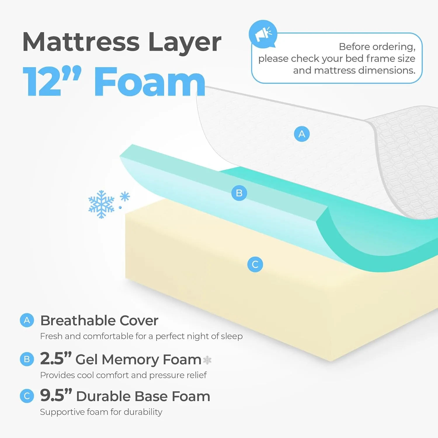 Neo Sleep 12 Inch Queen Medium Firm Cooling Gel Memory Foam Mattress for Cool Sleep Pressure Relieving CertiPUR-US Certified Foam, Mattress in a Box Fiberglass Free (Queen, 12 in)