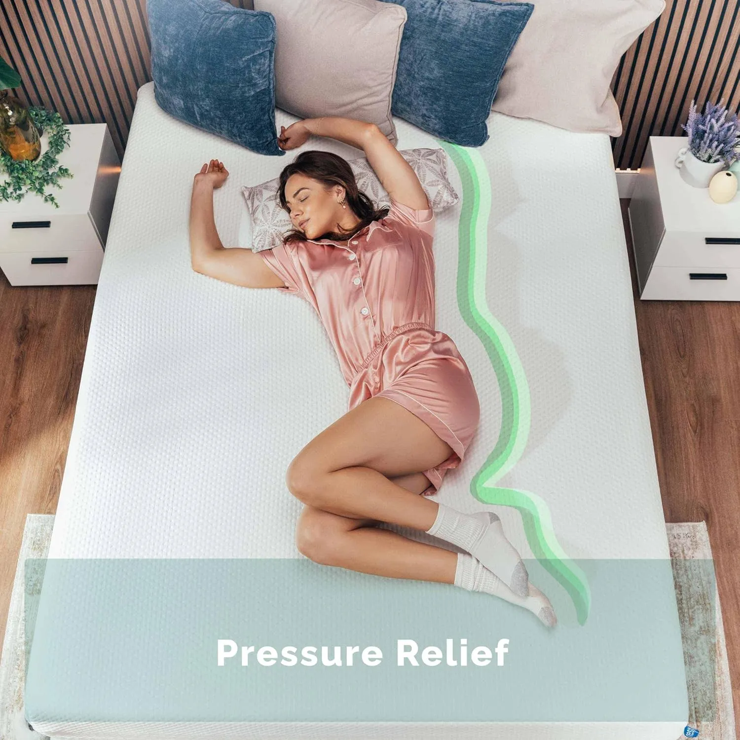 Nestl Green Tea Queen Mattress 10 Inch - Cooling Graphite Memory Foam Mattress Queen Size Fiberglass Free, Pressure Relief Supportive Bed in A Box, CertiPur-US Certified