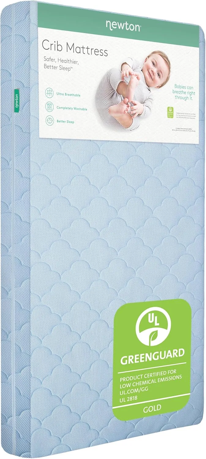 Newton Baby Crib Mattress - Infant & Toddler Mattress, Baby Bed Mattress, Dual-Layer, Safe, Breathable & Washable Mattress, Removable Cover, Deluxe 5.5 inch-Thick Cushion, Sky Blue
