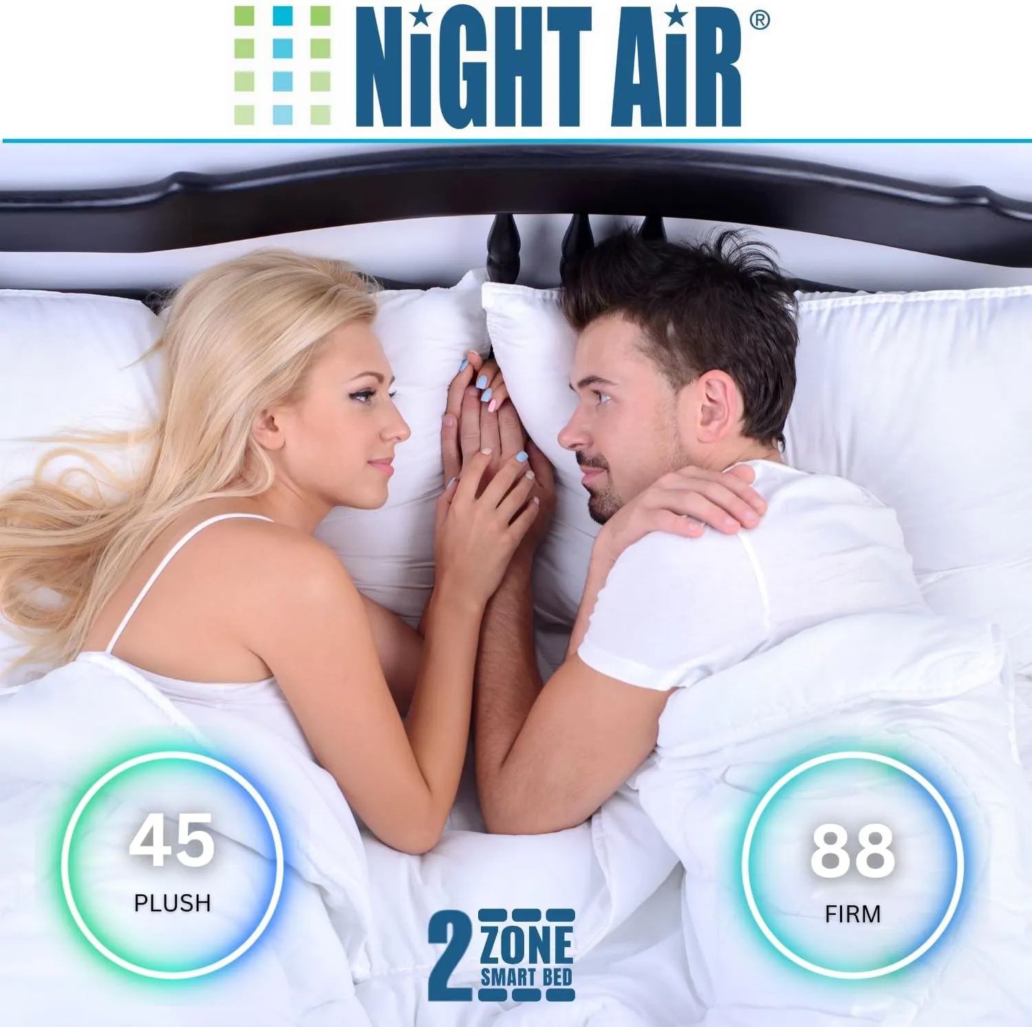 Night Air 11" Adjustable 2-Chamber Smart Zone Bed, Adjustable Comfort and Firmness Control, Contouring Pressure Relief Foam Layer Relieves Pressure Points, Mattress Only (Split King)