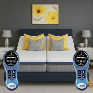 Night Air 11" Adjustable 2-Chamber Smart Zone Bed, Adjustable Comfort and Firmness Control, Contouring Pressure Relief Foam Layer Relieves Pressure Points, Mattress Only (Split King)