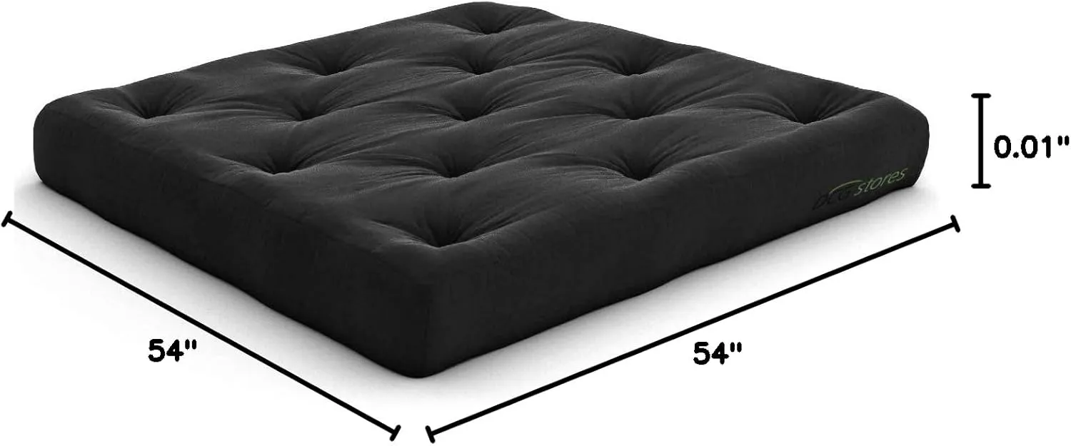 Nirvana Futons Extra Thick Premium 10-Inch Loveseat Futon Mattress, Black Twill - Made in USA