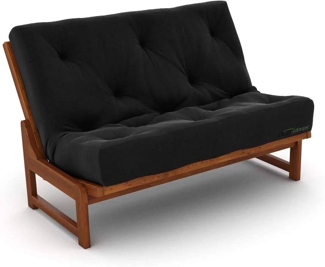 Nirvana Futons Extra Thick Premium 10-Inch Loveseat Futon Mattress, Black Twill - Made in USA