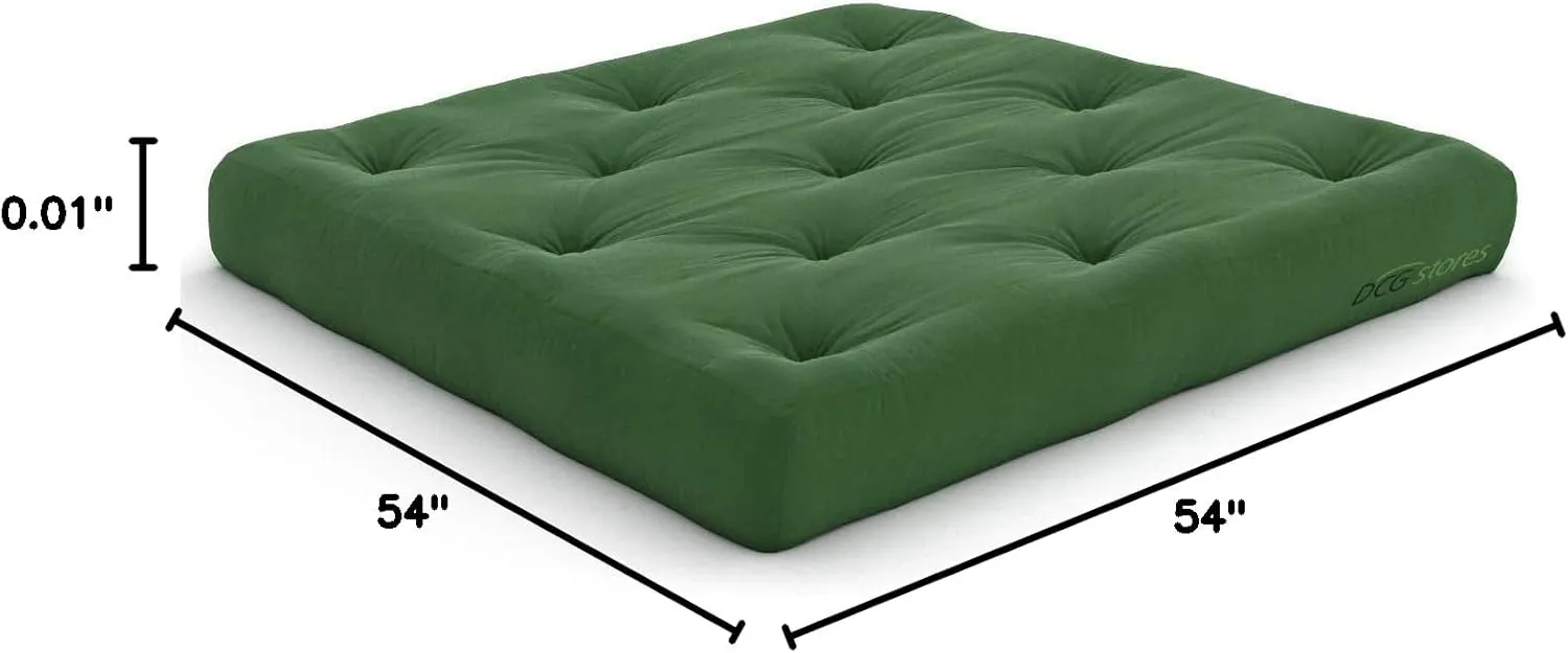 Nirvana Futons Extra Thick Premium 10-Inch Loveseat Futon Mattress, Hunter Green Twill - Made in USA