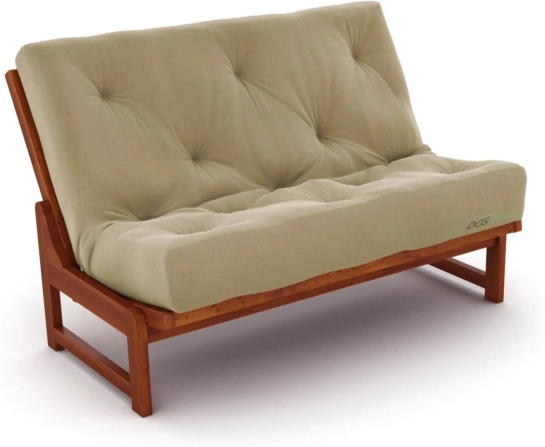 Nirvana Futons Extra Thick Premium 10-Inch Loveseat Futon Mattress, Khaki Twill - Made in USA