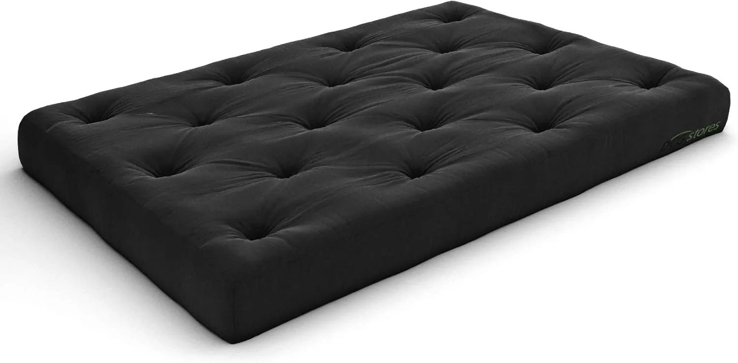 Nirvana Futons Extra Thick Premium 10-Inch Queen Futon Mattress, Black Twill - Made in USA