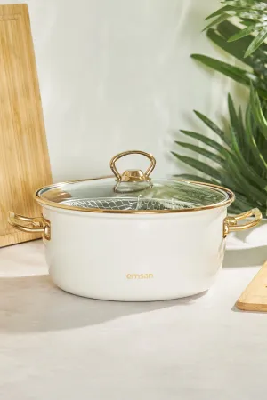 Nostalgia Enameled Beige Frying Pan