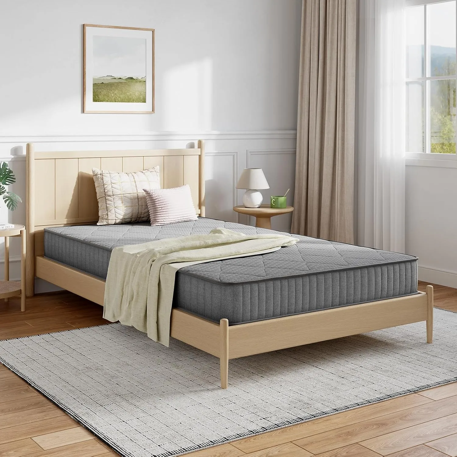 Novilla 6 Inch Twin Mattress, Hybrid Mattress Twin in a Box with Bonnell Spring & Gel Memory Foam for Pain Relief & Spine Support & Cooling Night Sleep, CertiPUR-US Certified Mattresses for Kids