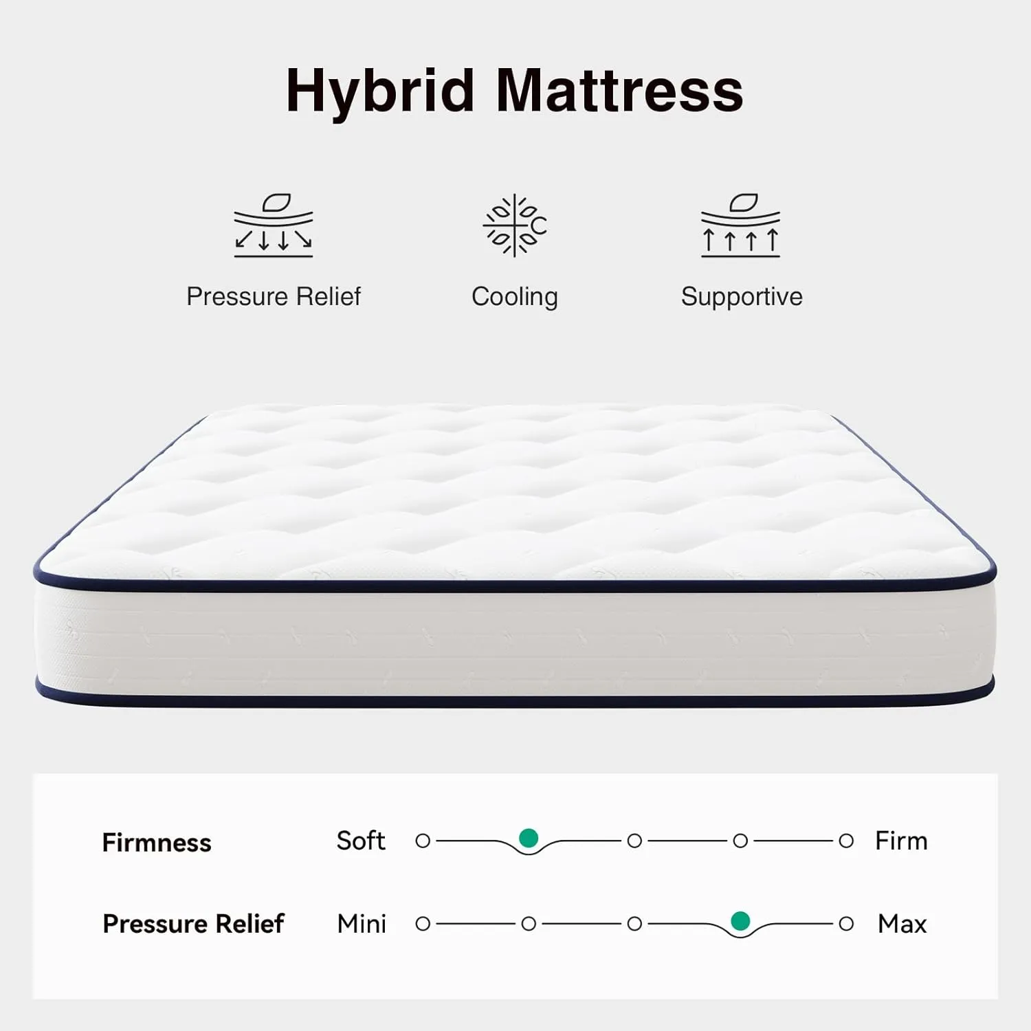 Novilla 8 inch Twin Mattress for Kids,Foam and Spring Hybrid Mattresses Twins for Comfortable Sleep,Steel Coils for Durable Support,CertiPUR-US Certified Foam,Youth/Guest Rooms,Twin Mattress in a Box