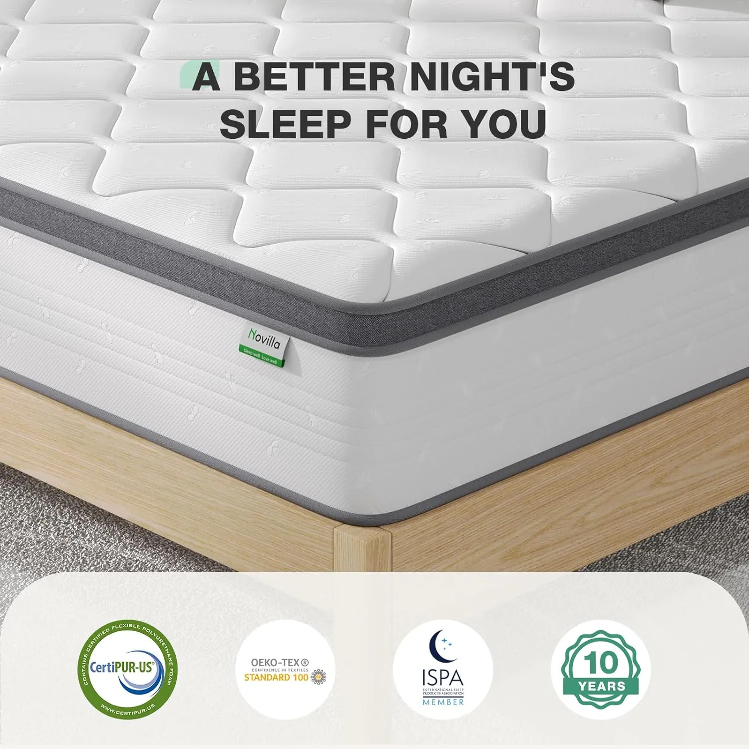 Novilla Full Size Mattress, 12 Inch Hybrid Mattress in A Box, Pocket Innerspring for Motion Isolation, Supportive & Pressure Relief