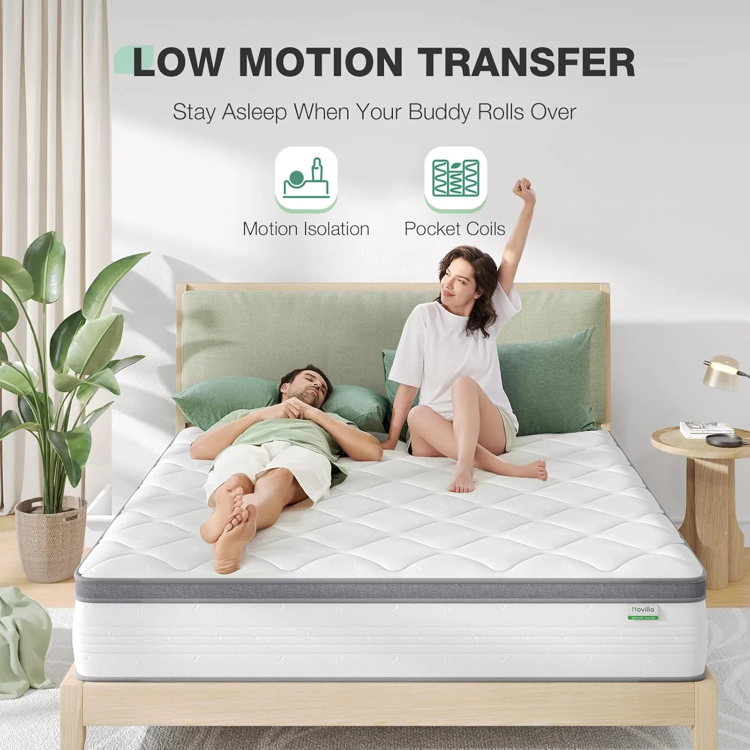Novilla Full Size Mattress, 12 Inch Hybrid Mattress in A Box, Pocket Innerspring for Motion Isolation, Supportive & Pressure Relief