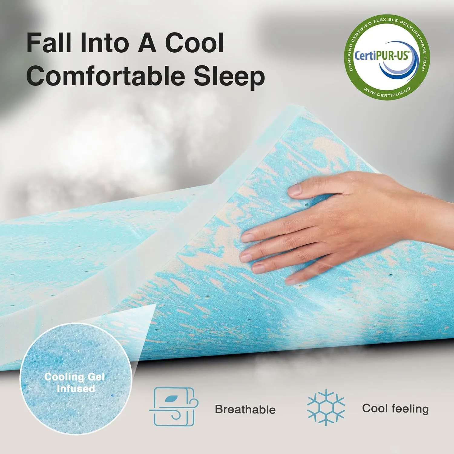 Novilla Memory Foam Mattress Topper Queen - 3 Inch Cooling Gel Infused Memory Foam | Slow-Rebound Pressure Relief | CertiPUR Certified | Comfort for Sleeper Sofa, RV, Camper, Dorm Room