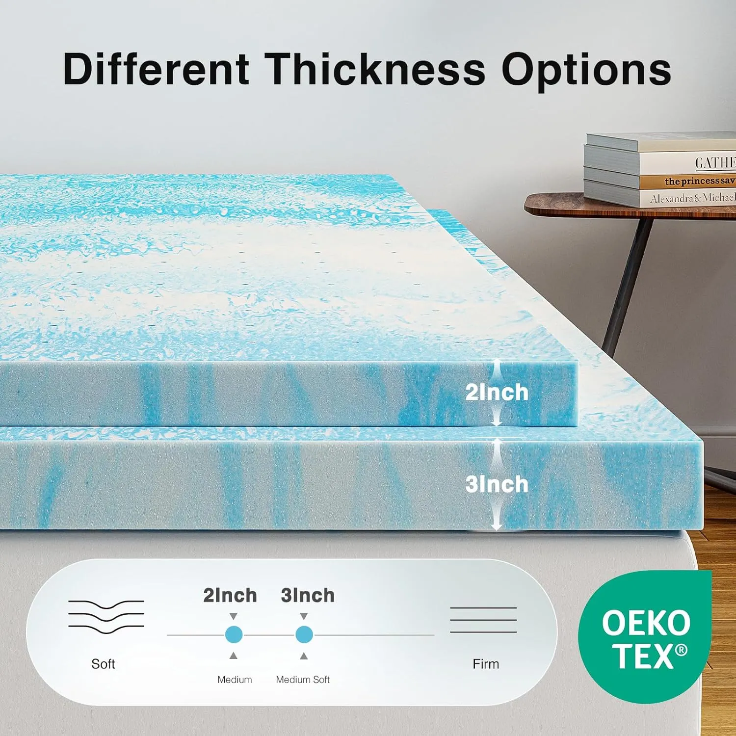Novilla Memory Foam Mattress Topper Queen - 3 Inch Cooling Gel Infused Memory Foam | Slow-Rebound Pressure Relief | CertiPUR Certified | Comfort for Sleeper Sofa, RV, Camper, Dorm Room